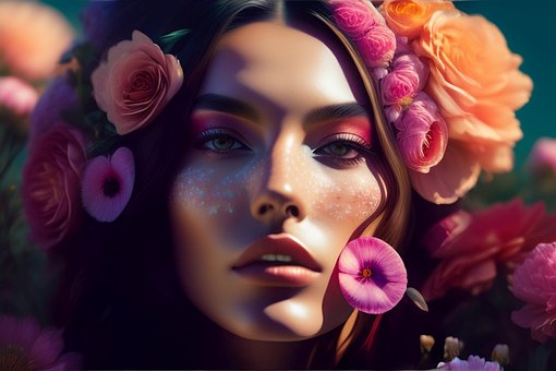Vrouw, Bloem Behang, Schoonheid, Bloemen