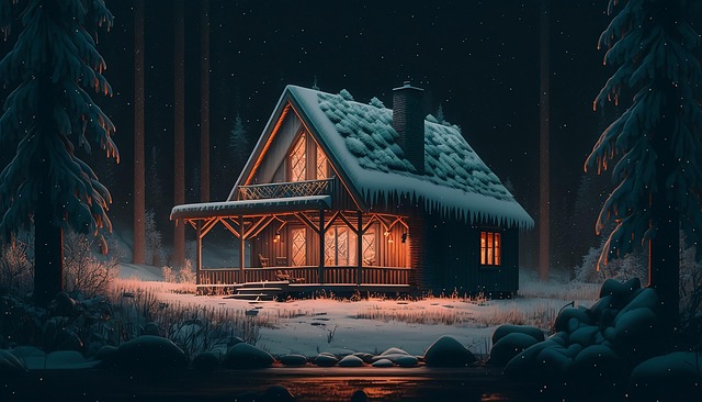 Download free HD stock image of Ai Generated Cabin Free ai generated cabin winter illustration