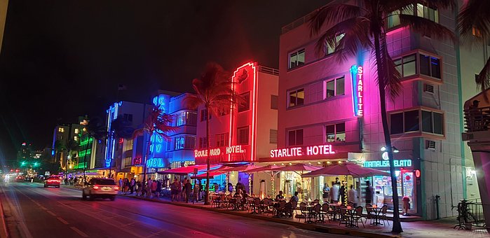 Plaja De Sud, Miami, Oraș, Noapte