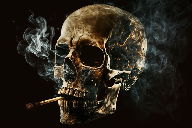 Free skull cigarette black background illustration