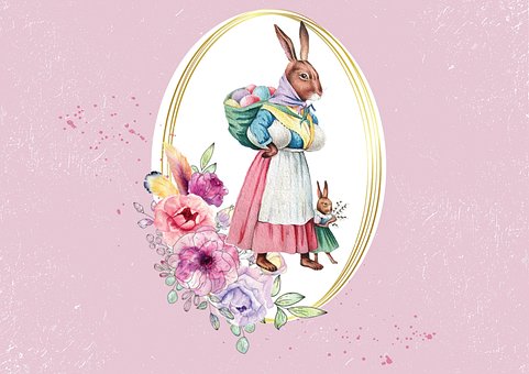 Hase, Ostern, Ei, Feder, Blumen, Eier