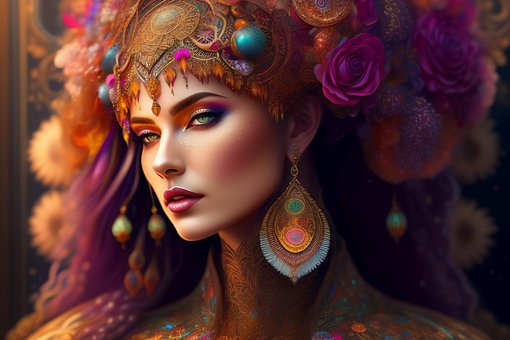 Ai Gegenereerd, Vrouw, Bloem Behang