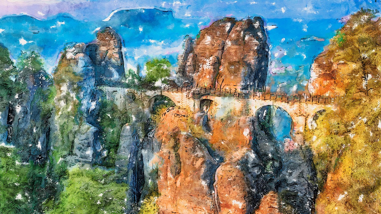 Download free HD stock image of Bastei Bridge Free bastei bridge rock formation illustration