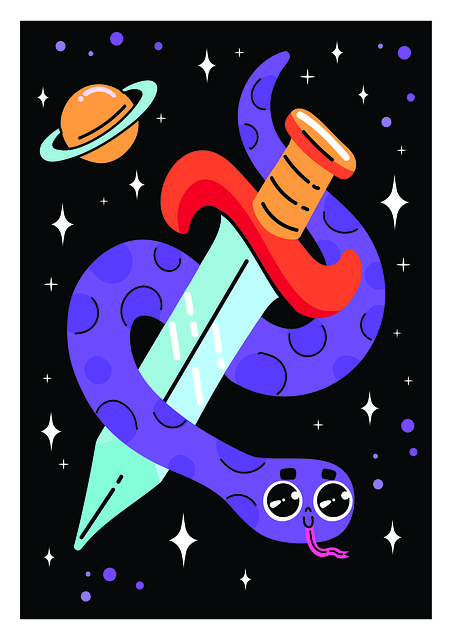 Free cartoon space snake illustration