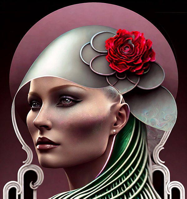 Art Deco, Ai-Generert, Dame, Pike