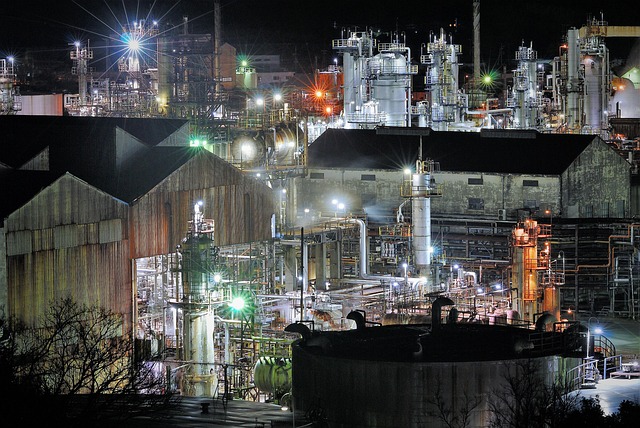 Free Factory Night View Vapor photo and picture