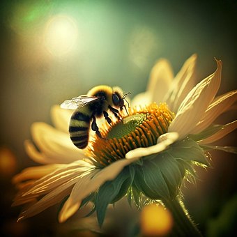 Free Bee Sunflower photo and picture