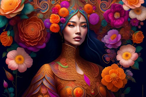 Ai Gegenereerd, Vrouw, Bloemen