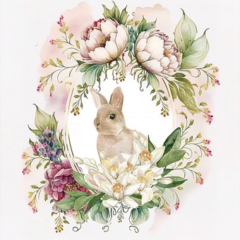 Hase, Ostern, Feder, Ei, Blumen, Natur