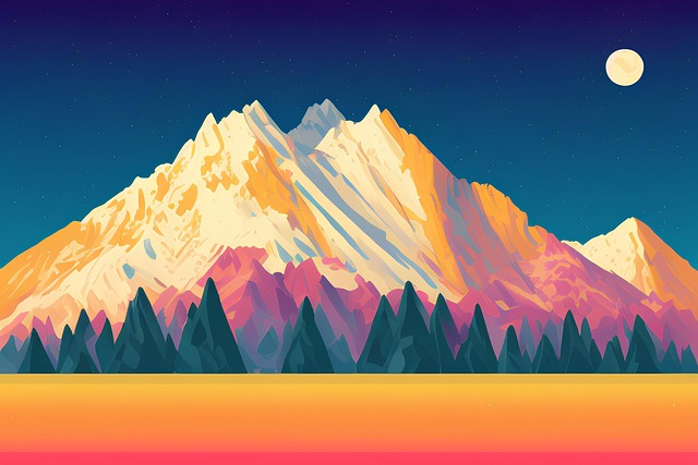 Free mountains snow landscape illustration
