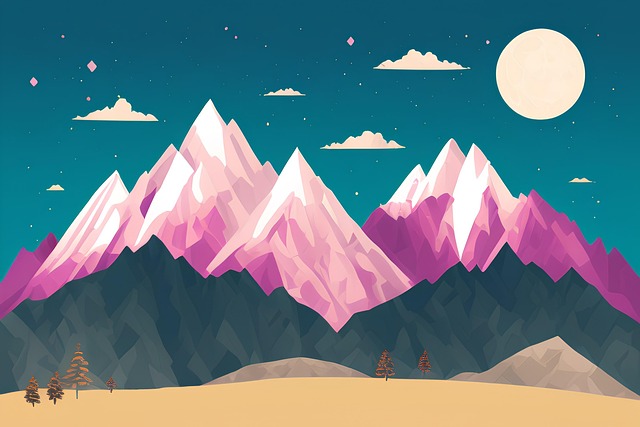 Free mountains snow landscape illustration