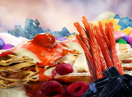 Fantasie, Landschaft, Kirsche, Waffeln