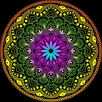 花, 曼荼罗, 图案, 设计, 装饰性的, 花的, 丰富多彩的