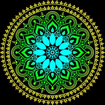 花的, 花, 曼荼罗, 设计, 装饰性的