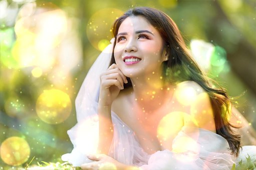 女士, 快乐的, 模型, 肖像, 散景, 美丽, 微笑, 表情