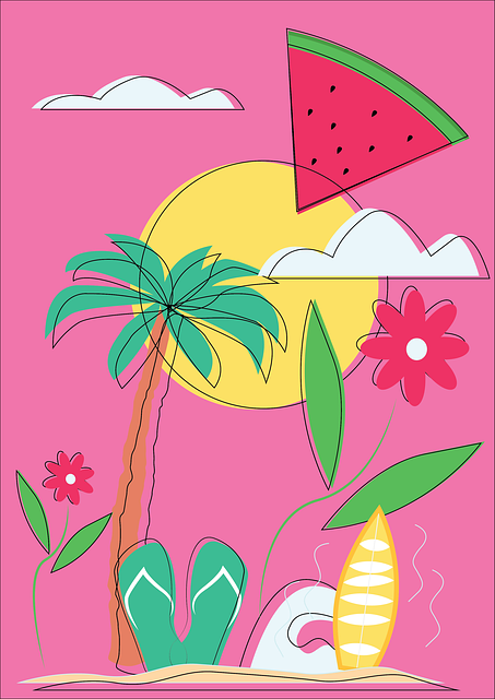 Free ocean watermelon vibes illustration
