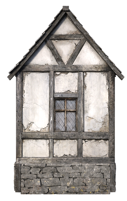 Free middle ages half-timbered house village illustration