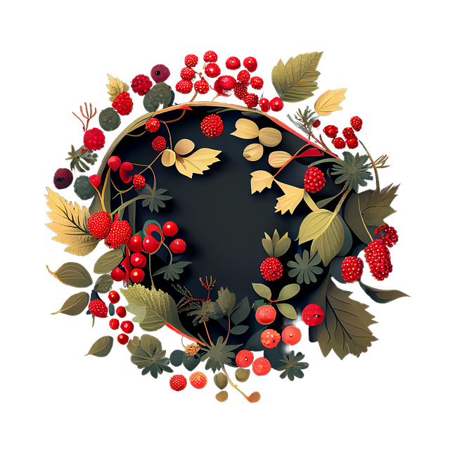 Free wreath berries flowers illustration