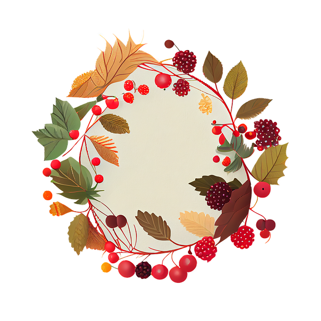 Free wreath berries flowers illustration