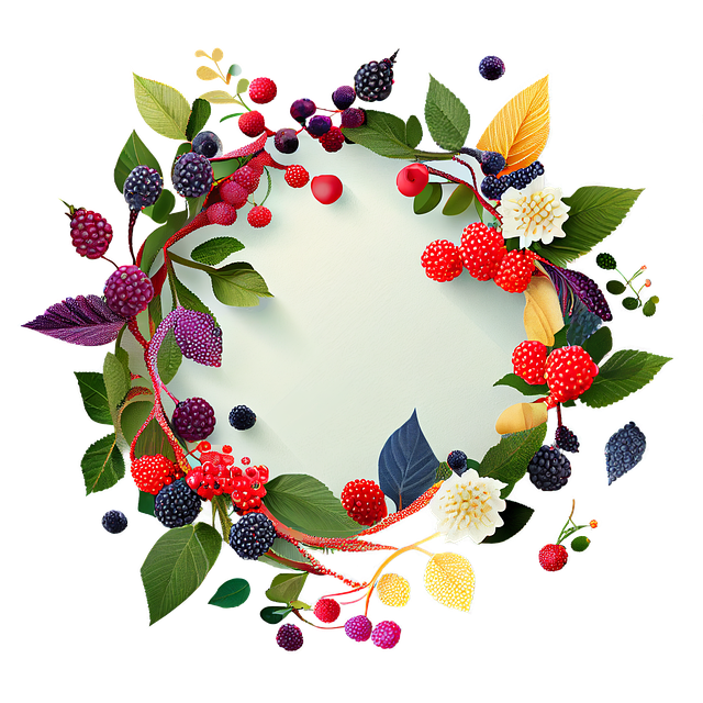 Free wreath berries flowers illustration