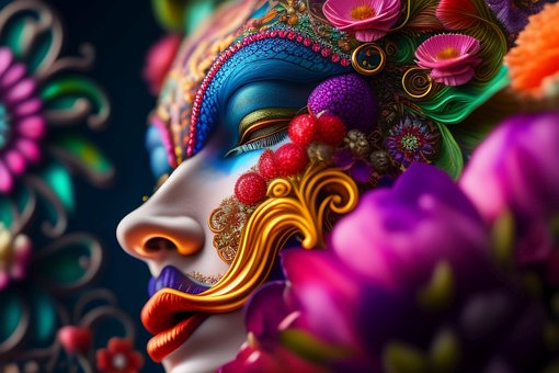 Vrouw, Verzinnen, Carnaval, Bloemen
