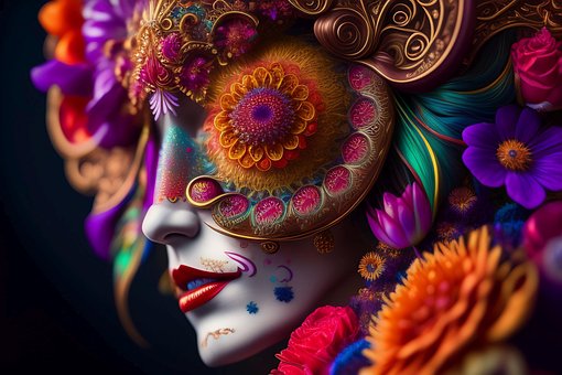Vrouw, Bloemen, Fantasie, Carnaval