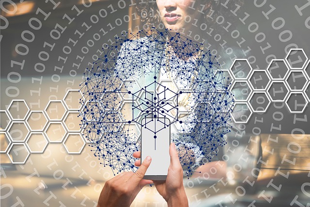Free technology blockchain communication illustration