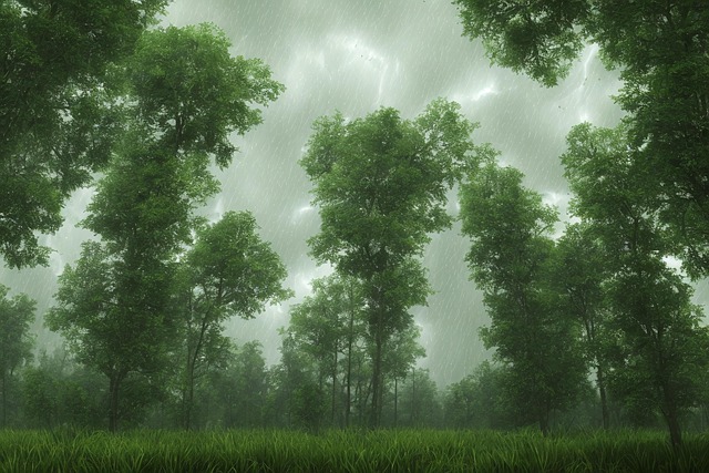 Free lightning forest rain illustration