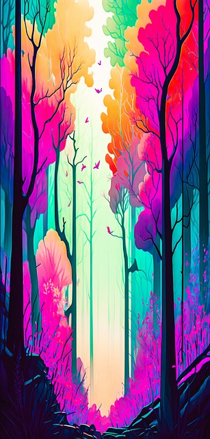 Free ai generated trees forest illustration