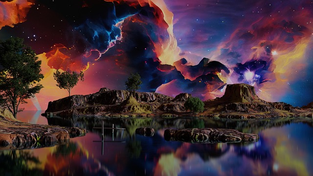 Free lake galaxy stars illustration
