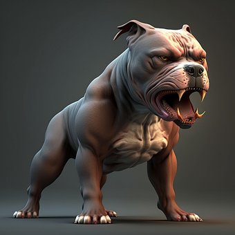 Pitbull, Hond, Dier, Woede, Illustratie