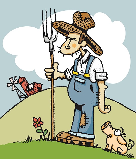 Free farmer agriculture piglet illustration