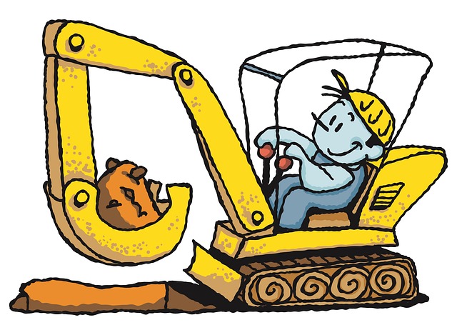 Free bulldozer digging machinery illustration