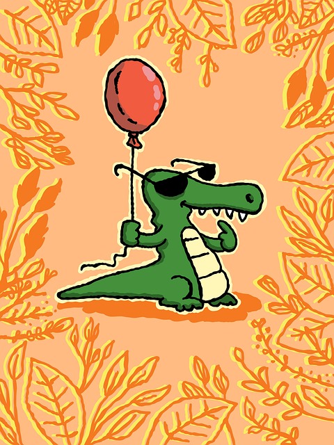 Free crocodile alligator happy birthday illustration