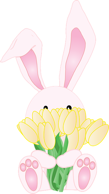 Free easter rabbit tulips illustration