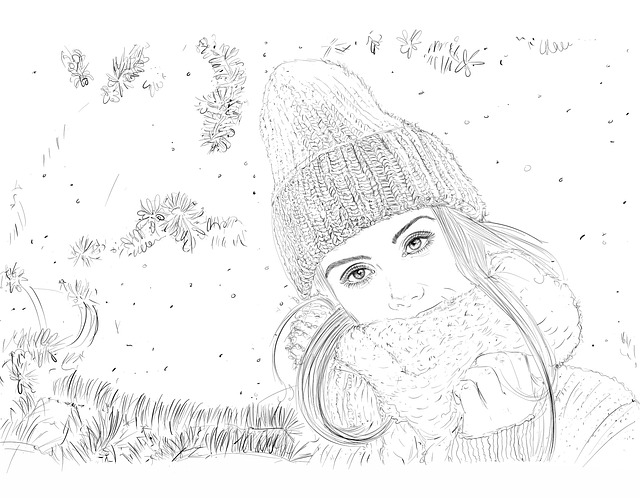 Free woman beanie scarf illustration