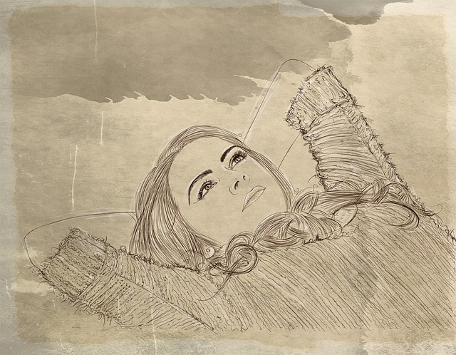 Free woman face thoughtful illustration