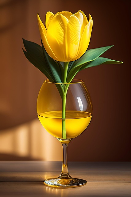 Free ai generated yellow tulip nature illustration