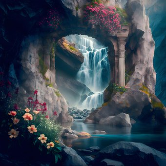 Free Mountains Waterfalls illustration and picture
