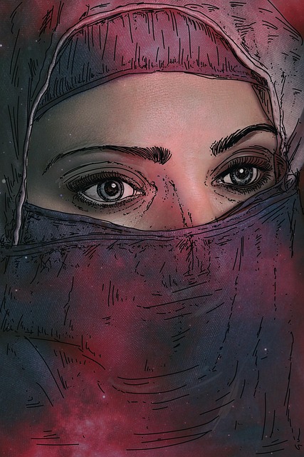 Free portrait woman hijab illustration