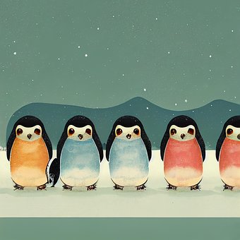 Ai Generado, Pingüinos, Nieve, Invierno