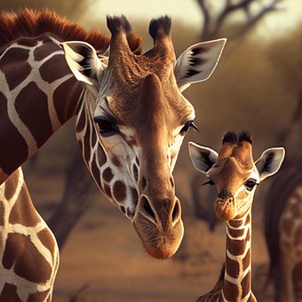 Giraffe, Baby, Tierwelt, Safari, Mutter