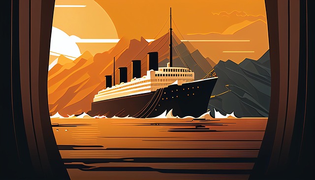 Free titanic minimalist vector vast ocean illustration