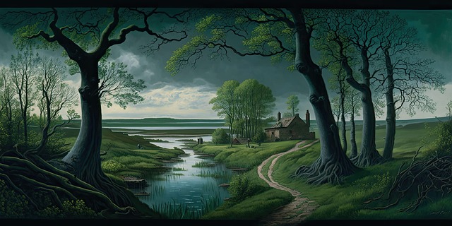 Free trees bushes path illustration