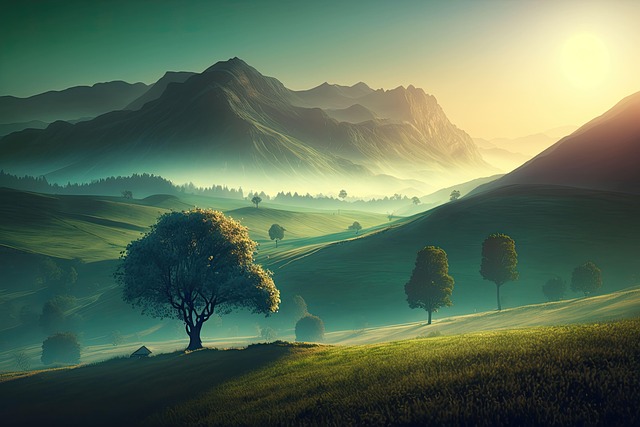 Download free HD stock image of Field Trees Free field trees hill illustration