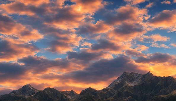 Bjerge, Solnedgang, Topmøde, Bakker
