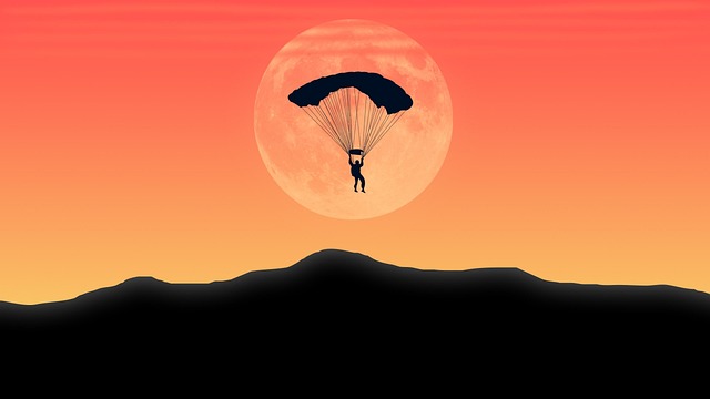 Free parachute moon mountain illustration