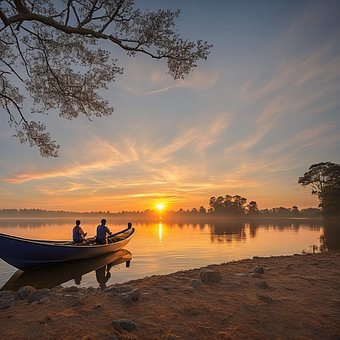 Free Sunrise Boat photo and picture