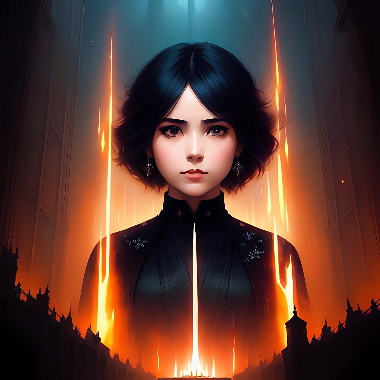 Free woman girl fire illustration