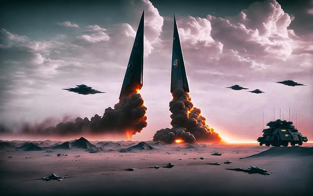 Free space fantasia war illustration